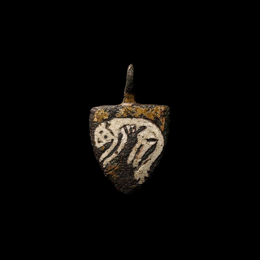 Medieval Gilt Bronze Knight's Heraldic Horse Harness Pendant