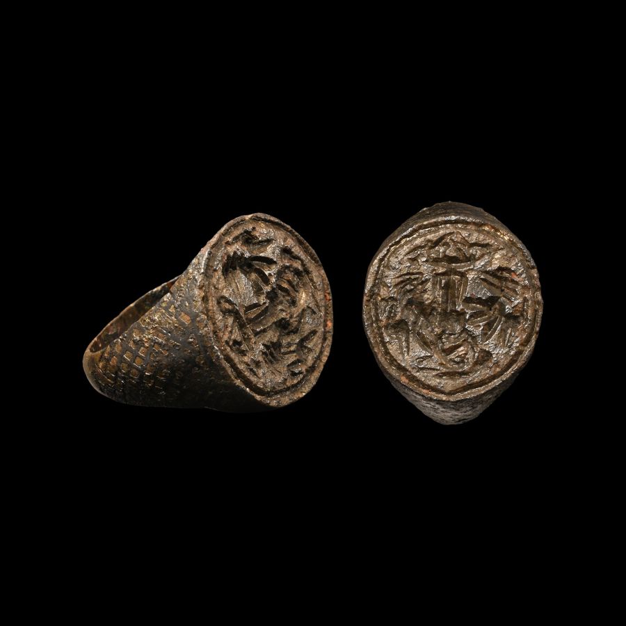 Tudor Period Bronze Armorial Signet Ring