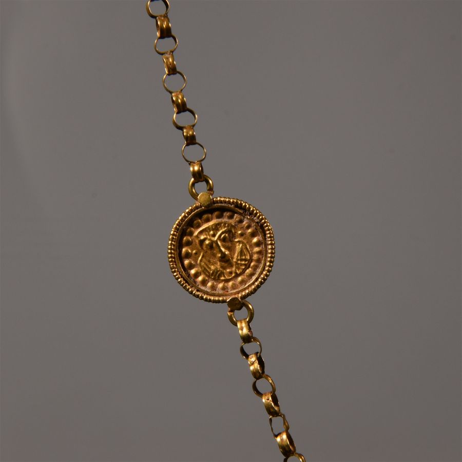 Byzantine Gold Hair Ornament with Earrings and Original Chain