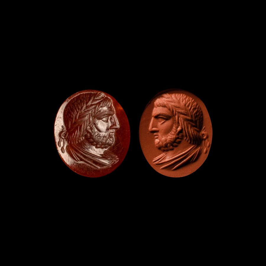 Carnelian Gemstone with Bust of Zeus