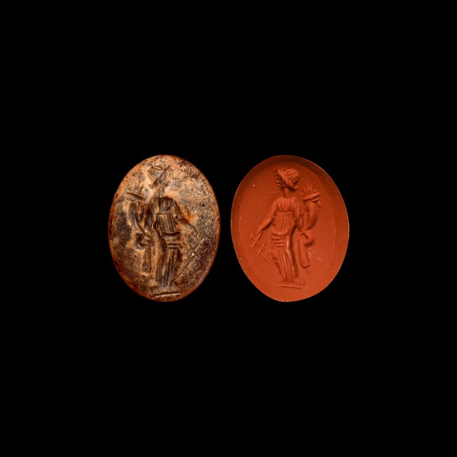 Roman Carnelian Gemstone with Fortuna