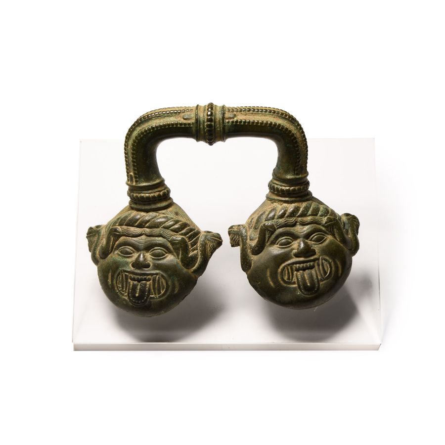 Etruscan Bronze Handle Pair with Heads of Medusa