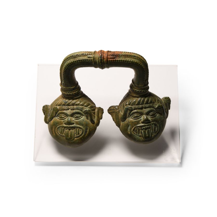 Etruscan Bronze Handle Pair with Heads of Medusa