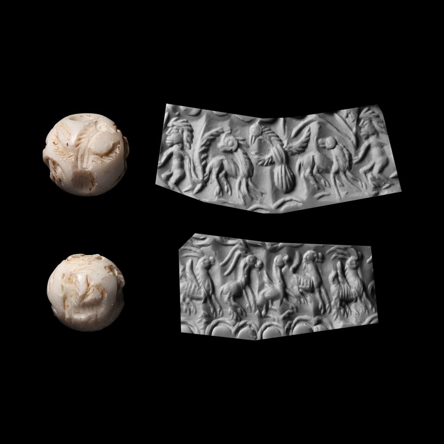 Western Asiatic Stone Beads with Engraved Animals