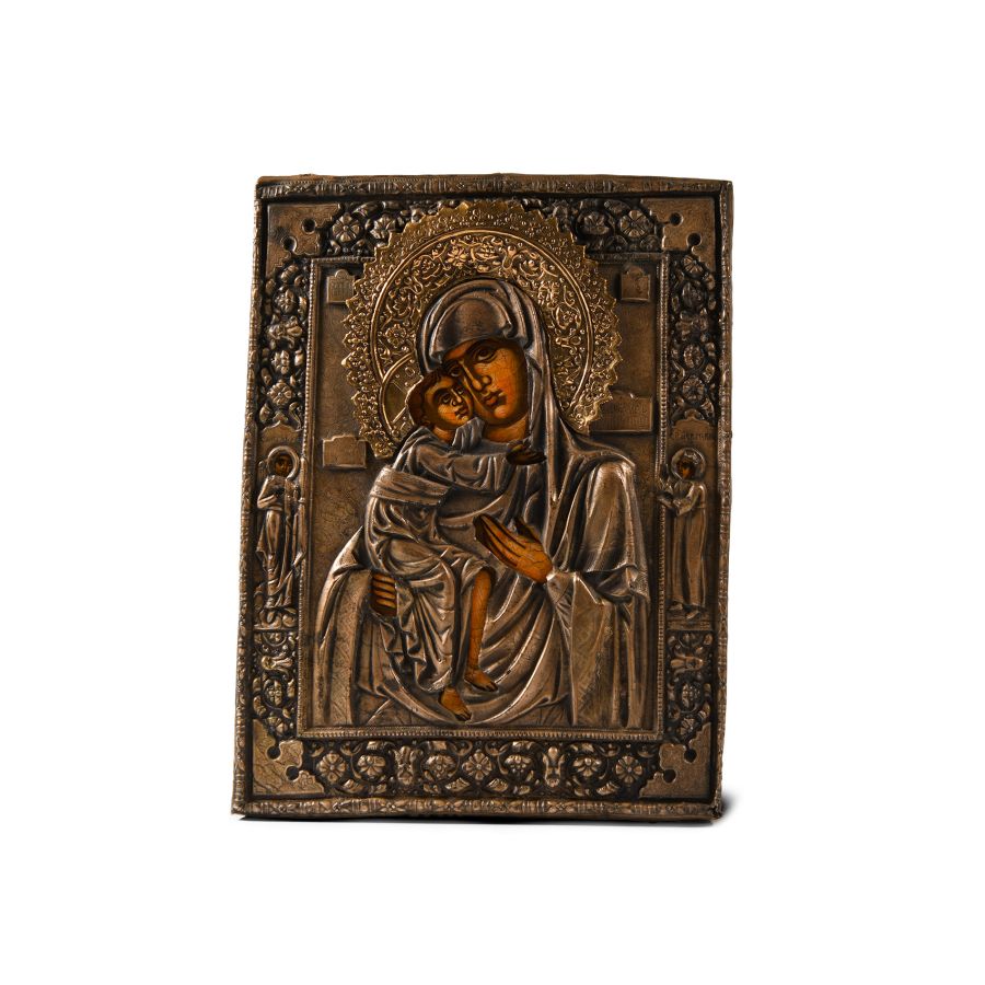 Greek Silver Repousse Theotokos Icon