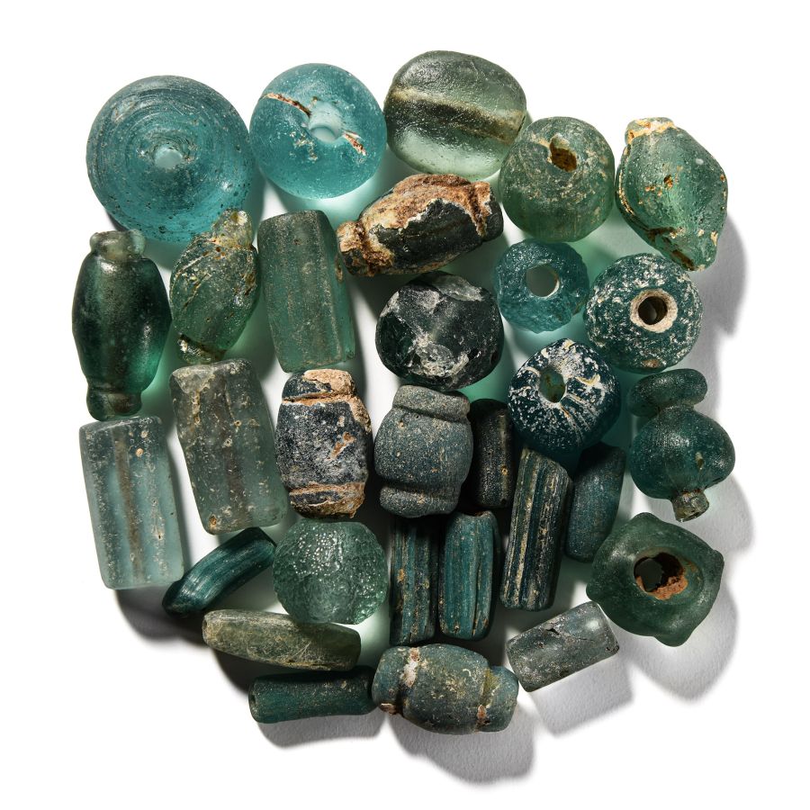Roman Aqua-Coloured Blue Glass Bead Collection