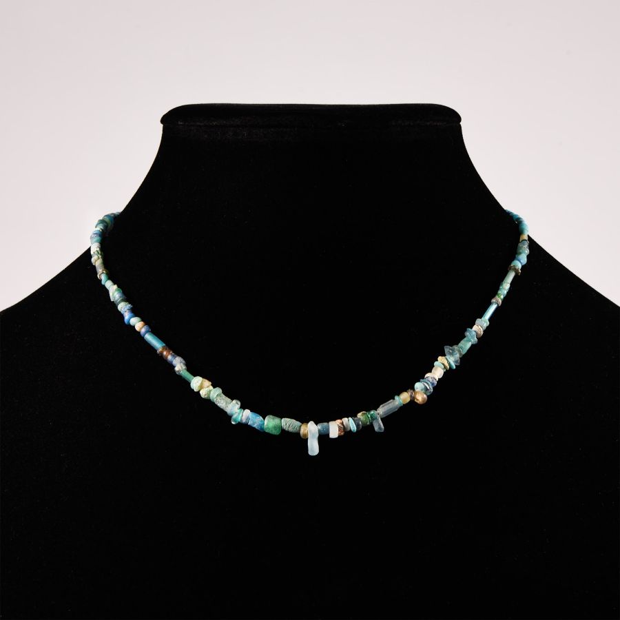 Western Asiatic Mixed Blue Glass Bead Necklace String