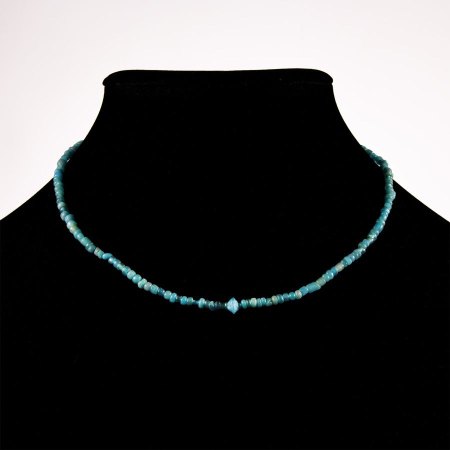 Western Asiatic Turquoise Blue Glass Bead Necklace String
