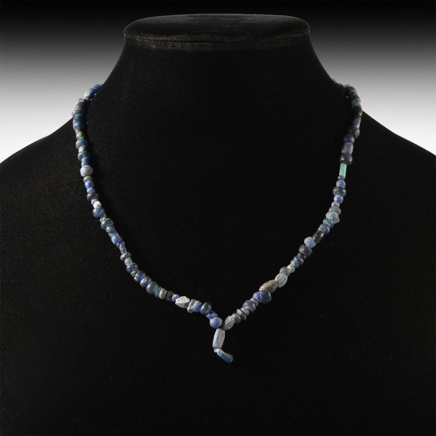 Roman Deep Blue Glass and Other Bead Necklace String