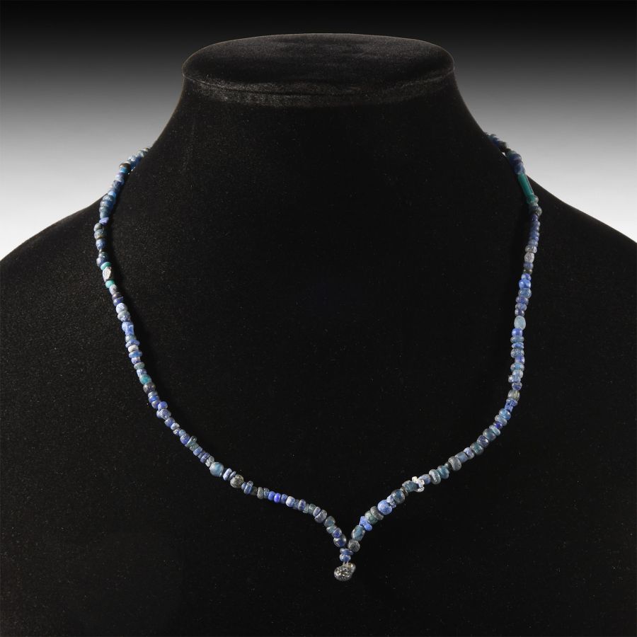Roman Deep Blue Glass and Other Bead Necklace String