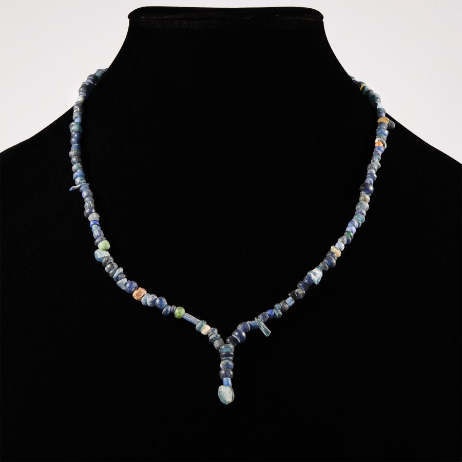 Roman Deep Blue Glass and Other Bead Necklace String