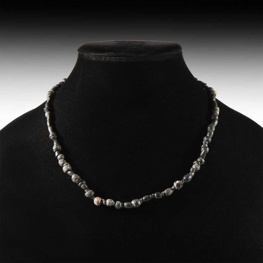 Roman Black Glass and Other Bead Necklace String