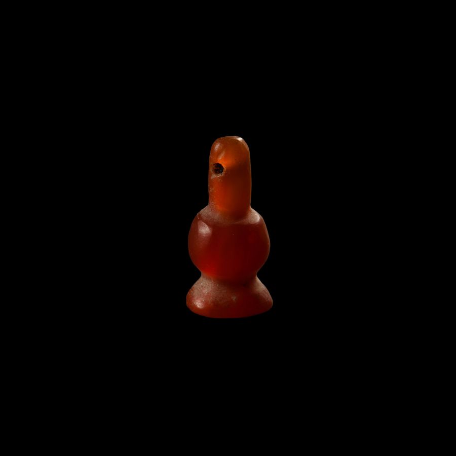 Egyptian Orange Carnelian Poppy Head Amulet