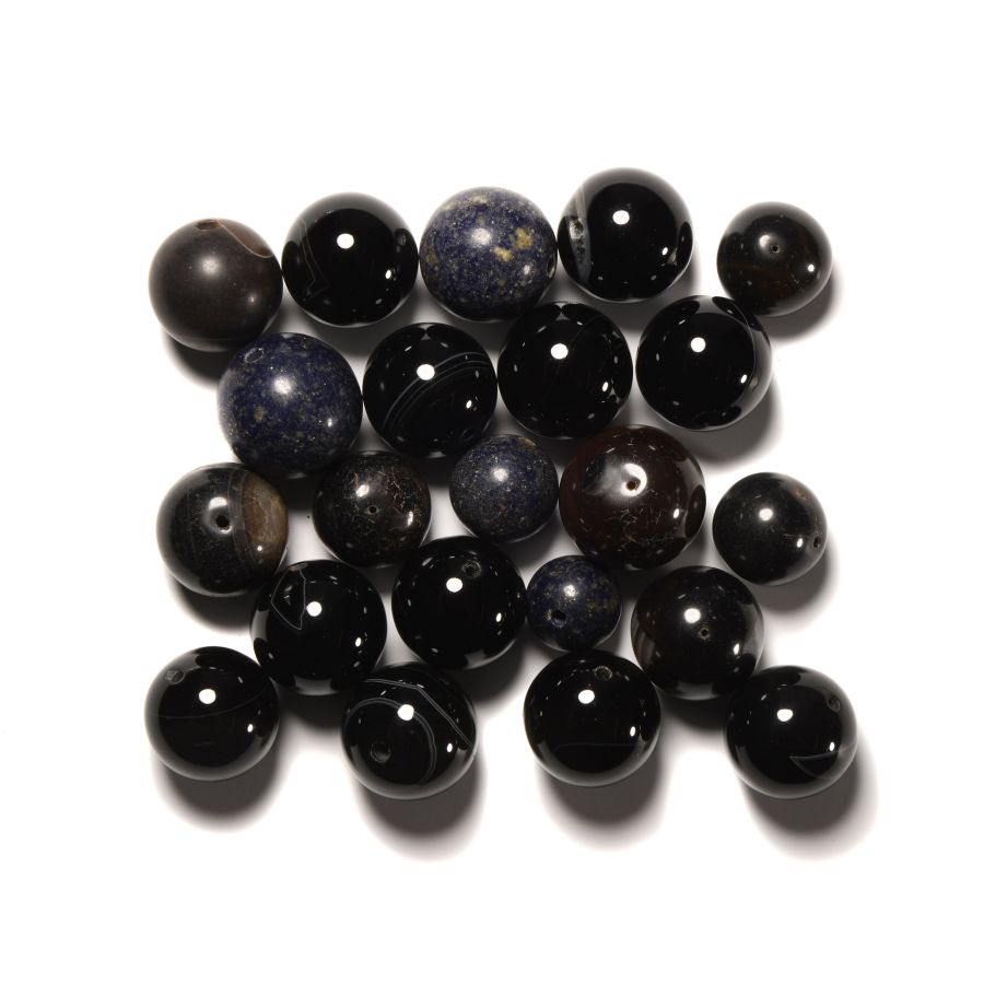 Natural History - Agate and Lapis Lazuli Necklace Bead Group