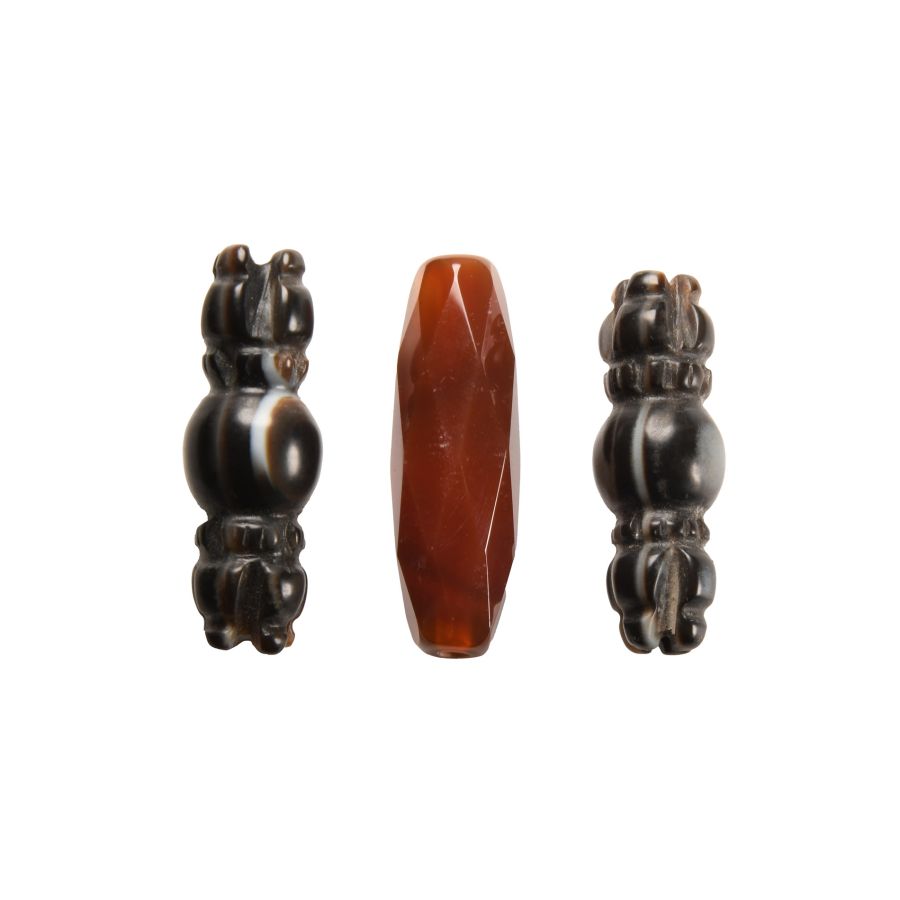 Carved Agate Amuletic Bead Group