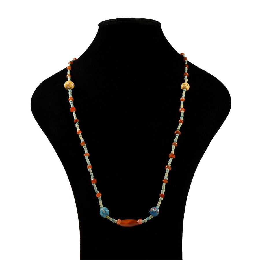 Western Asiatic Faience and Carnelian Bead Designer Necklace