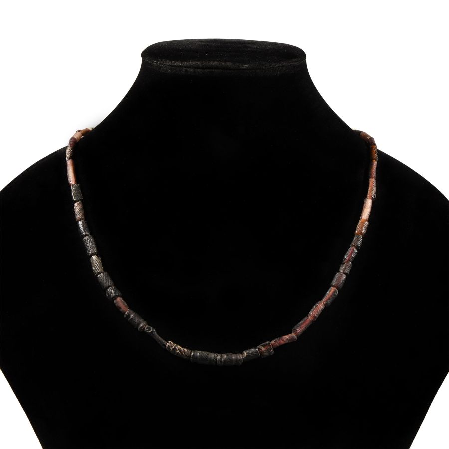 Decorated Aubergine Glass Bead Necklace String