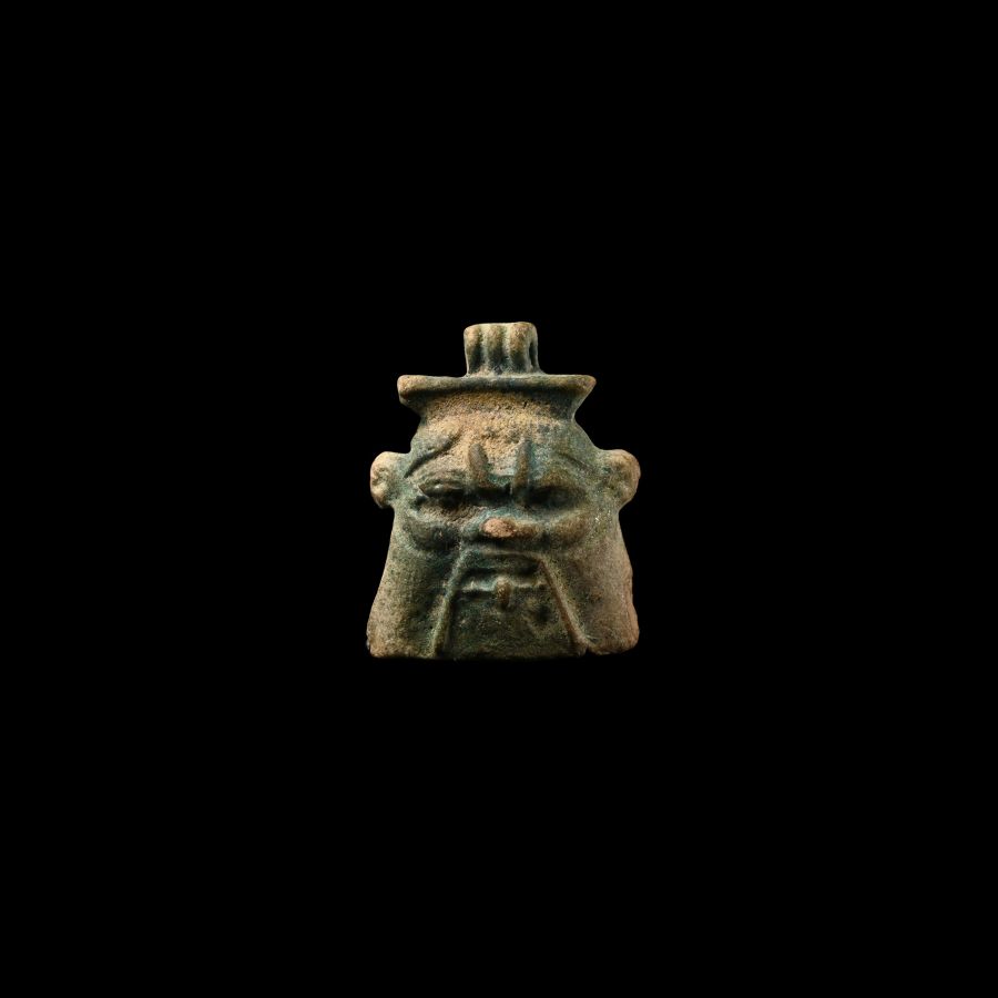 Egyptian Blue Faience Bes Amulet