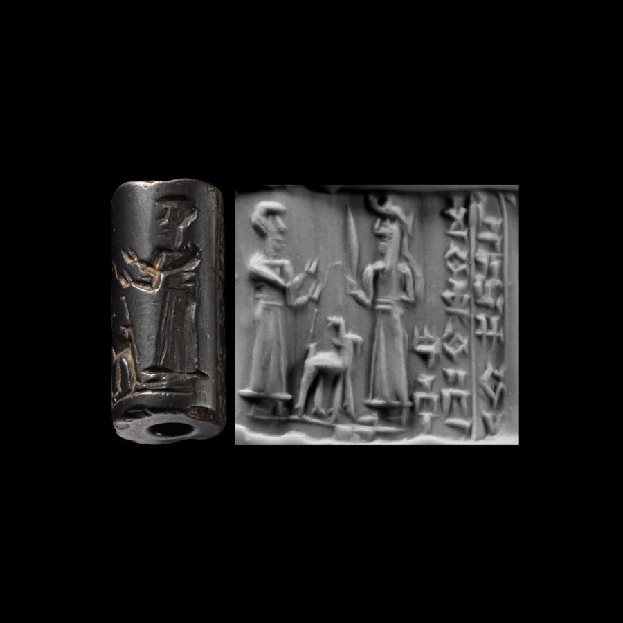 Elamite Haematite Cylinder Seal with the God Shatwak