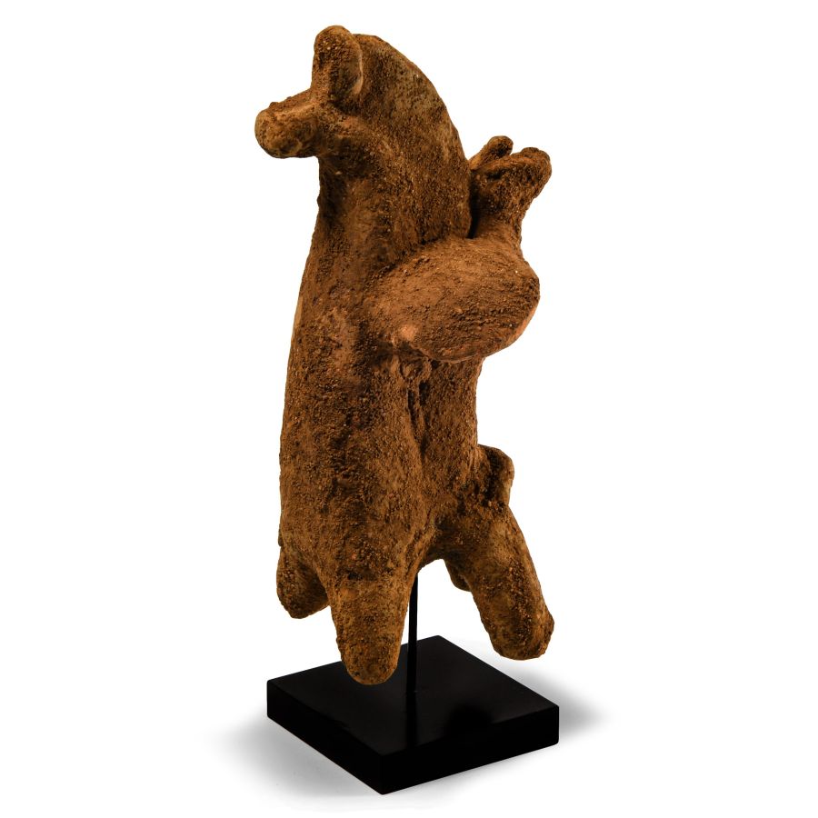 Archaic Greek Terracotta Figure of Mounted Warrior with Shield