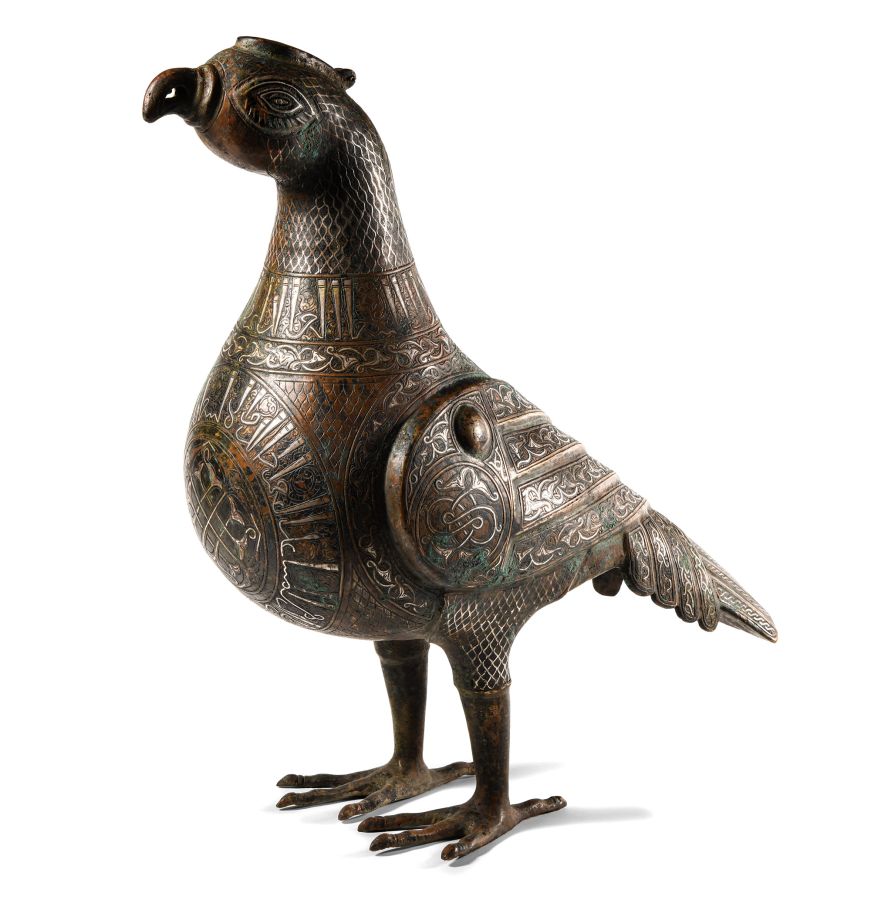 Large Silver Calligraphic Inlaid Bird