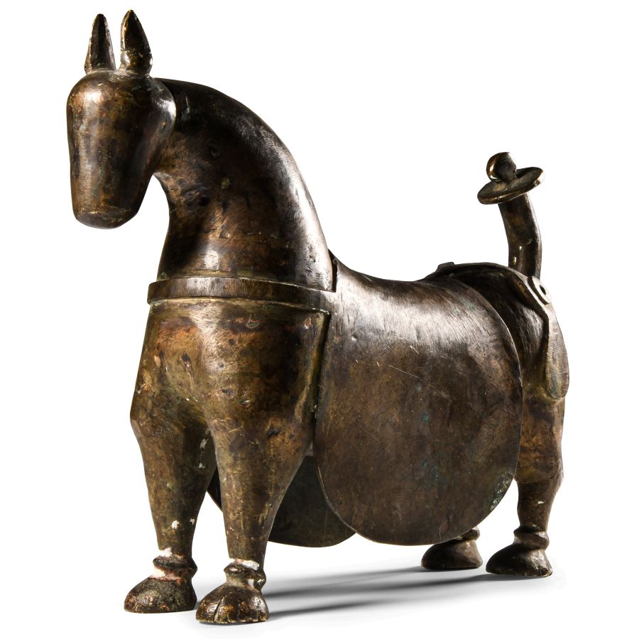 Indian Bronze Horse Lamp Base