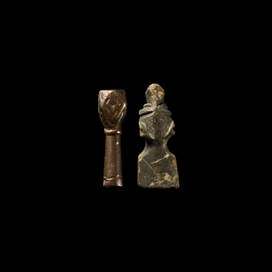 Viking Silver Pin Finial and Medieval Bronze Animal Head