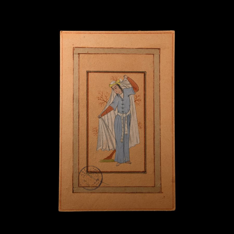 Indo-Persian Watercolour Painting with Lady