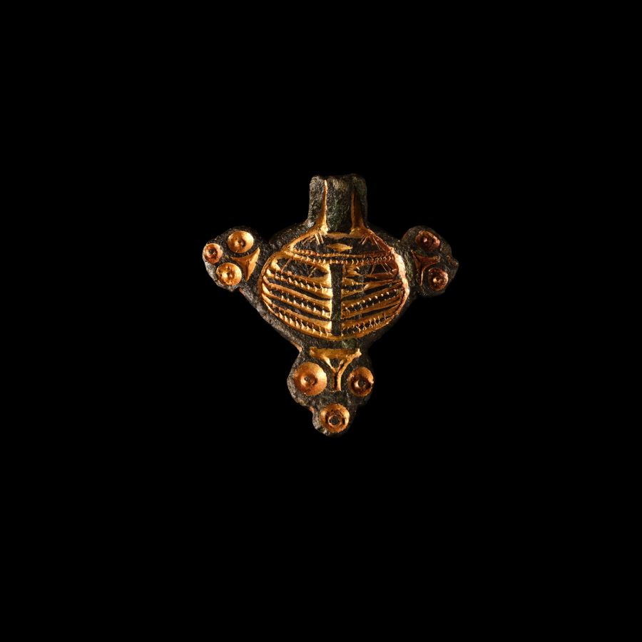 Anglo-Saxon Chip-Carved Gilt-Bronze Brooch Fragment
