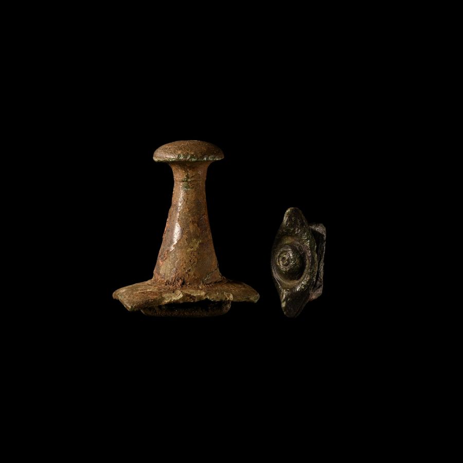 Celtic Iron Age Bronze Terret Post and Slider Group