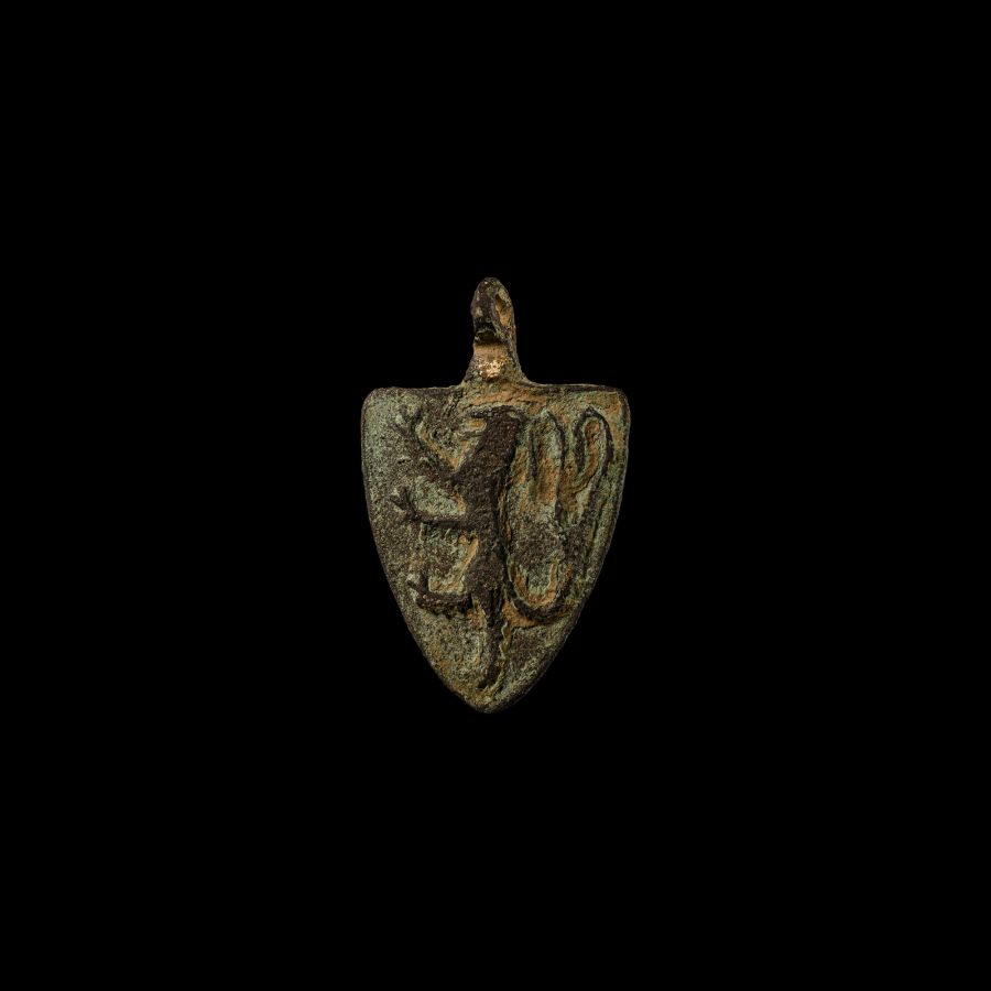 Medieval Knight's Gilt Bronze 'Havering Family' Heraldic Horse Harness Pendant