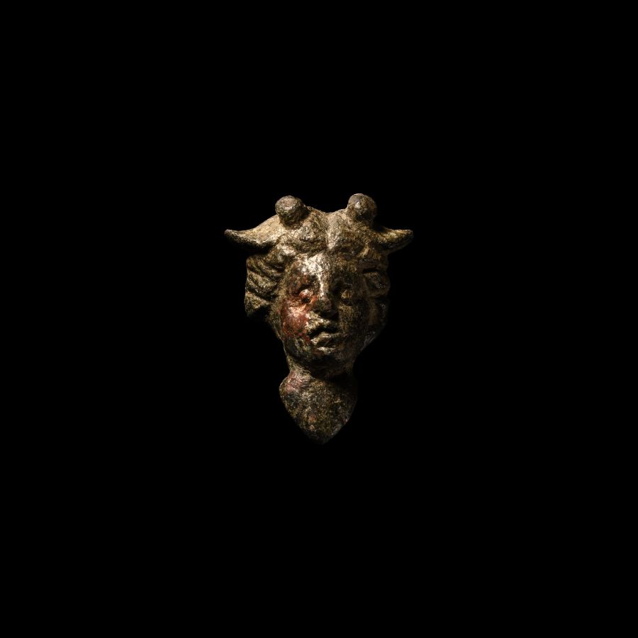 Roman Bronze Bust Mount of Mercury