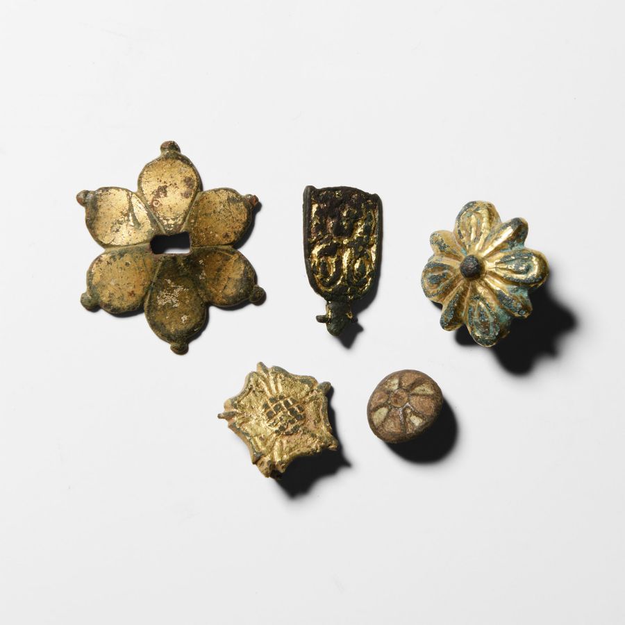 Medieval Gilt Bronze Mount Group
