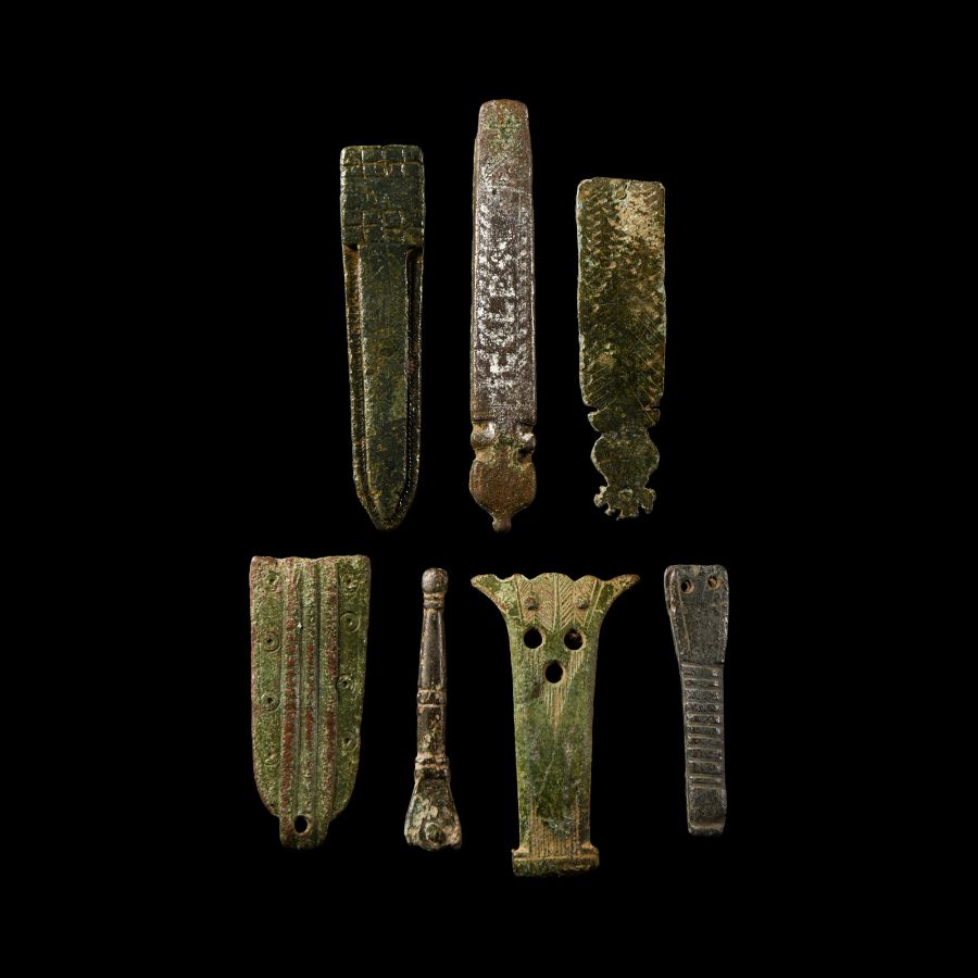 Medieval Bronze Strap End Group