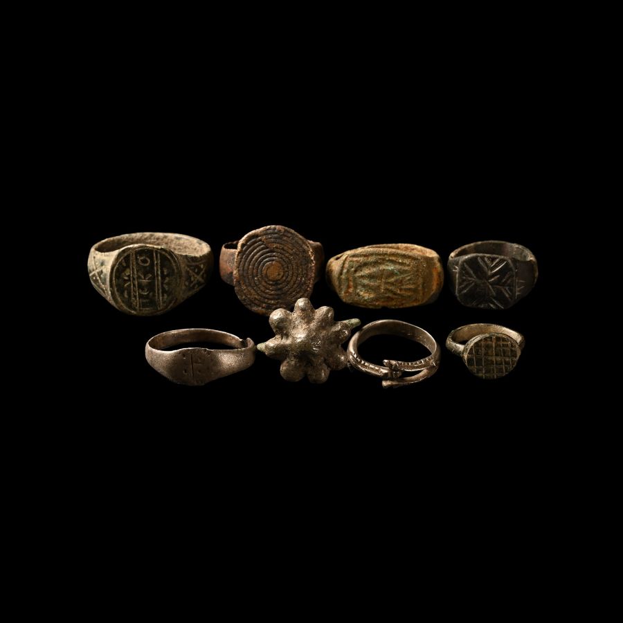 Roman and Byzantine Bronze and Silver Ring Group