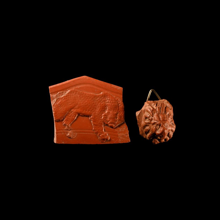 Roman Redware Sherd Group with Lions
