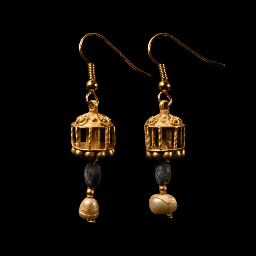 Roman Gold Earring Pair with Modern Clasps