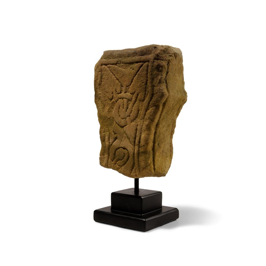 Anglo-Saxon Bifacial Limestone Monumental Cross Arm with Interlaced Panels