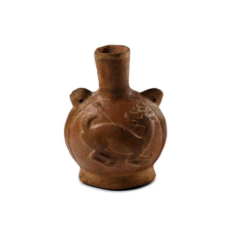 Pre-Columbian Moche Ceramic Vessel Showing a Hunted Deer
