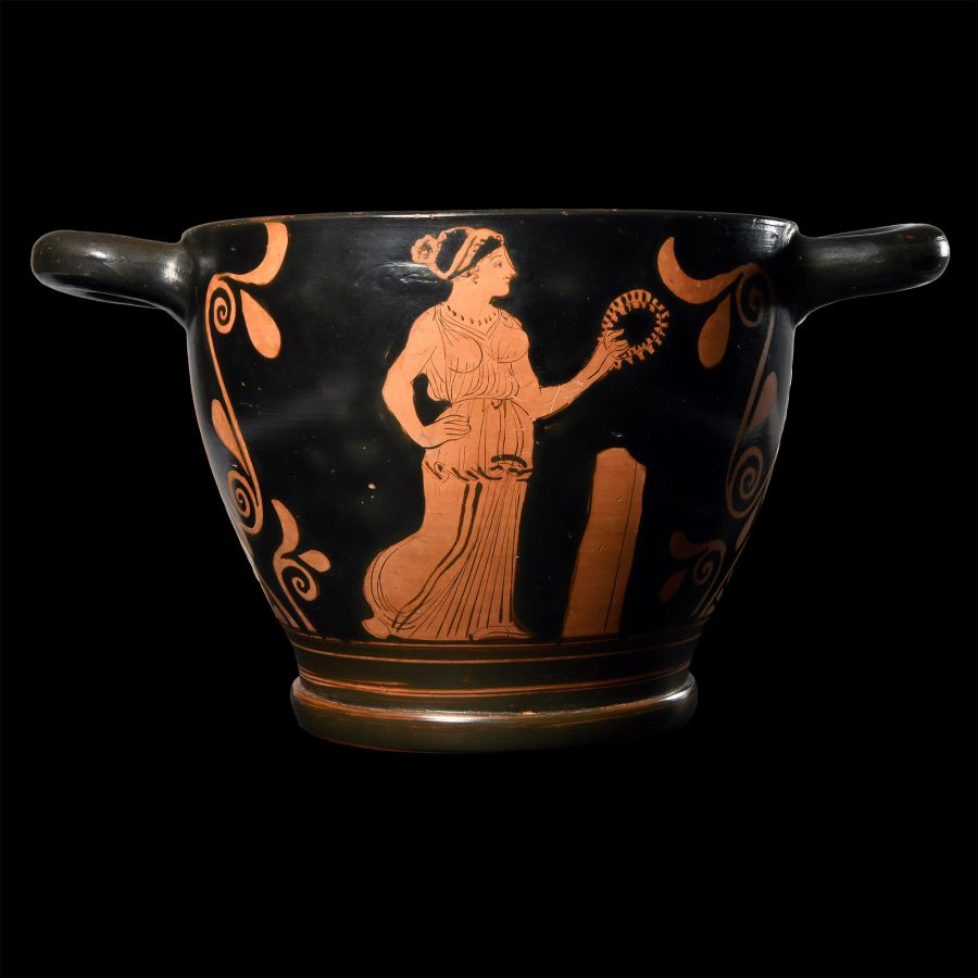 Greek Blackware Skyphos from the Choes Group Workshop of The Iliupersis Painter