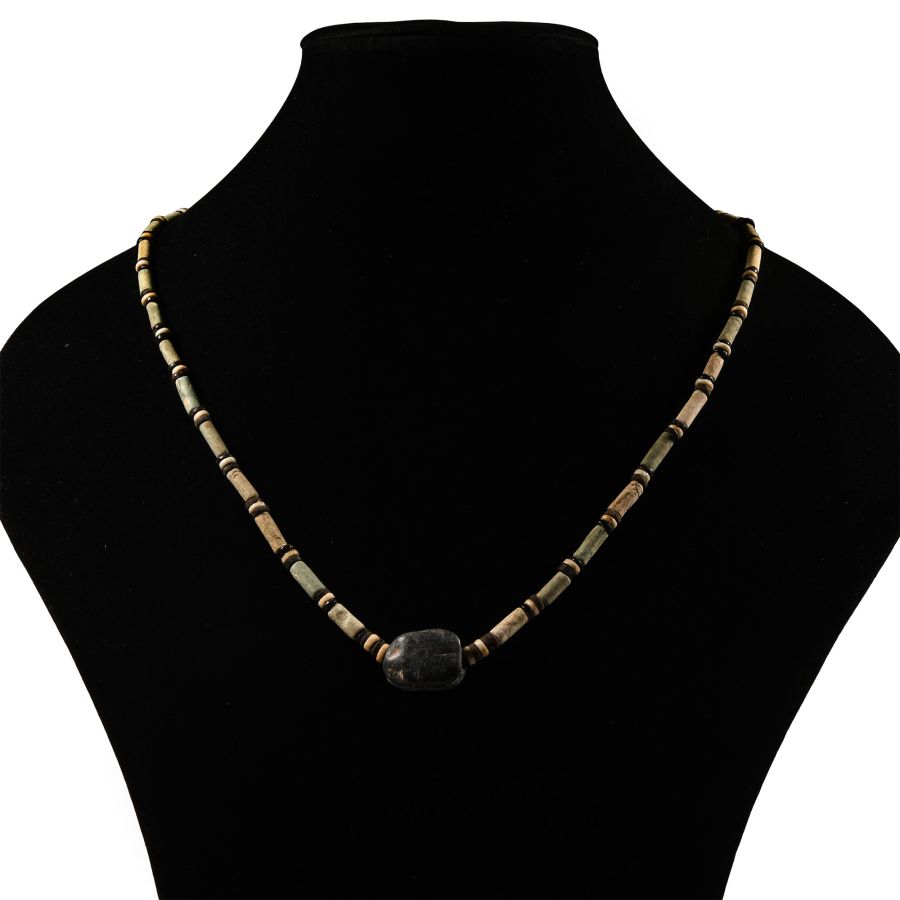 Egyptian Bead Necklace with Hardstone Scarab