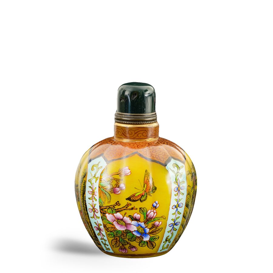 Chinese Glass Enamelled Four Scene Snuff Bottle