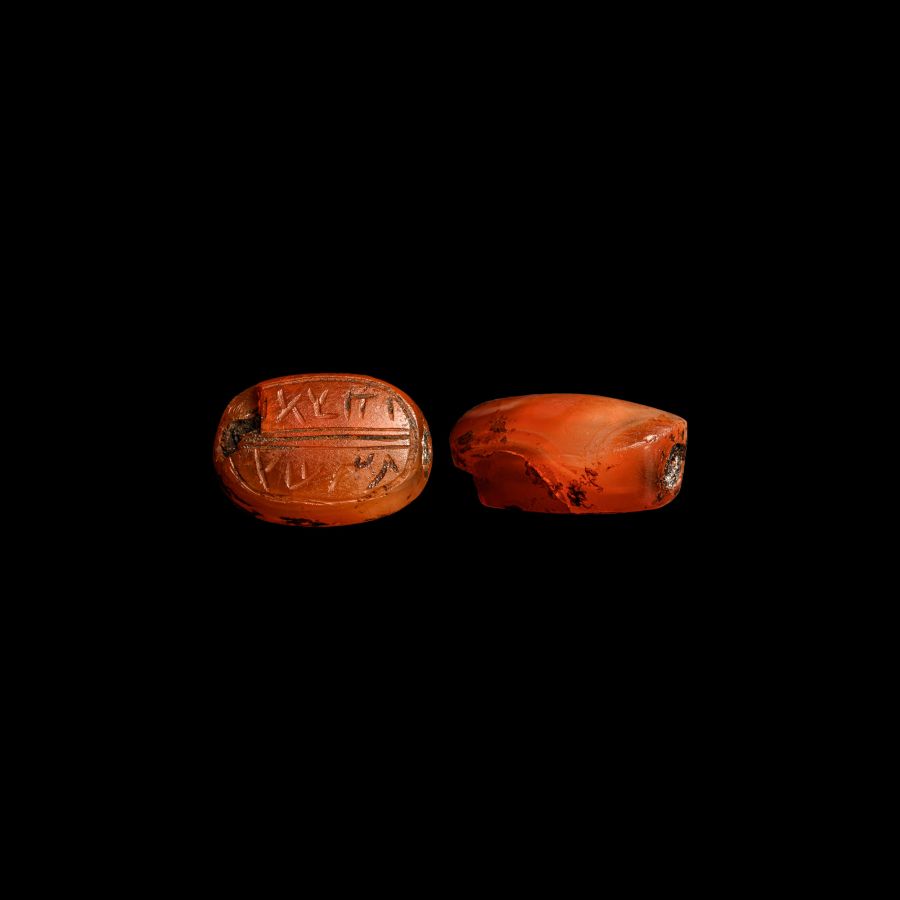 Phoenician Carnelian Scaraboid with Semitic Inscription