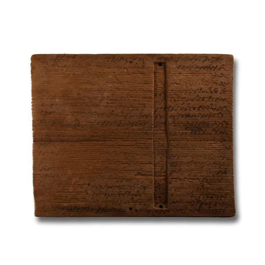 Roman Reused Inked Wooden Wax Tablet Relating to Sheep and Clothing