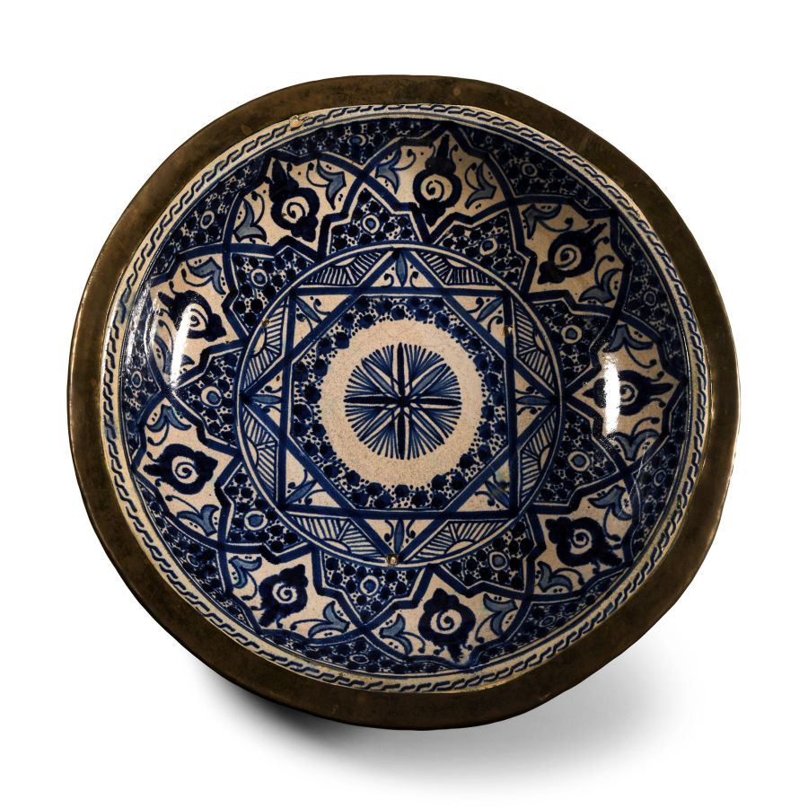 Large Glazed Blue and White Dish