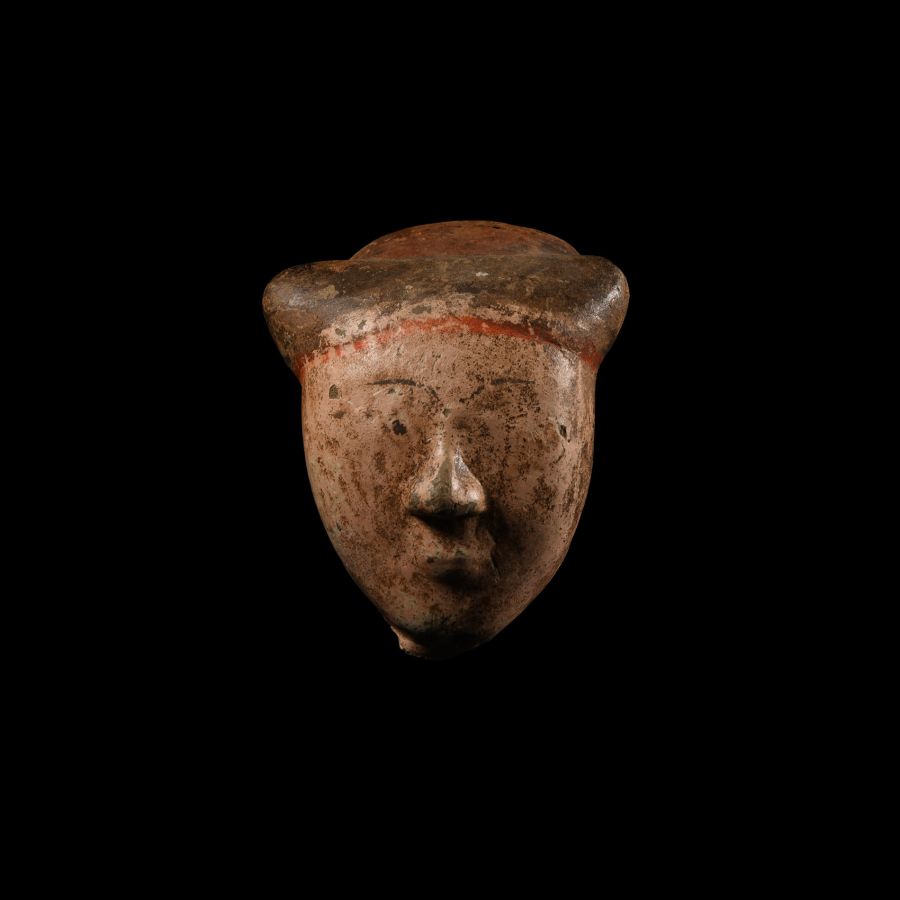Chinese Han Terracotta Head of an Attendant