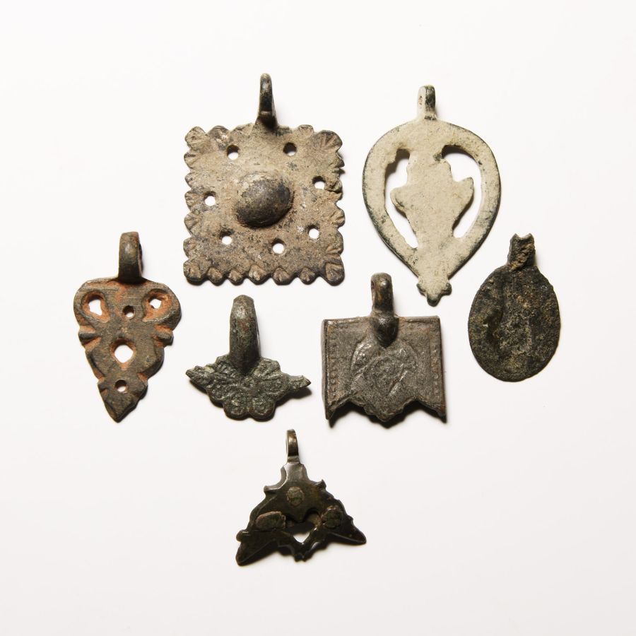 Medieval and Other Bronze Horse Harness Pendant Group