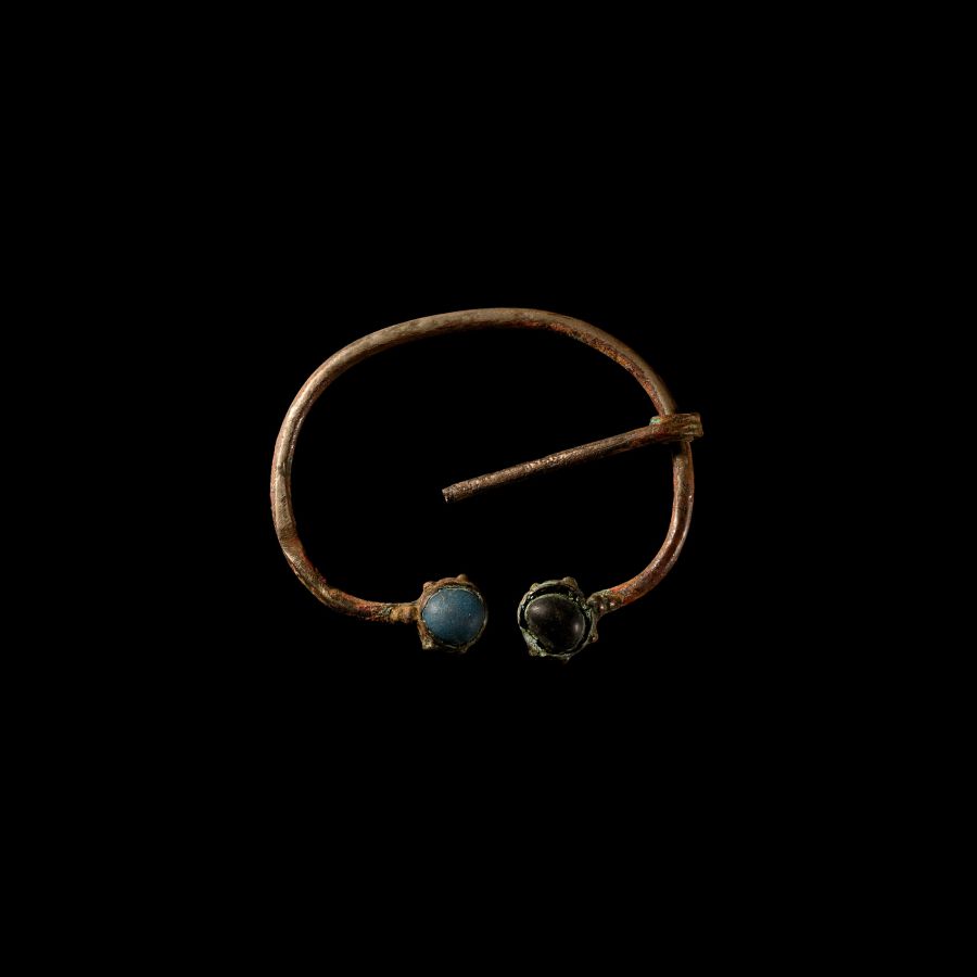 Viking Age Bronze Penannular Brooch with Cabochons