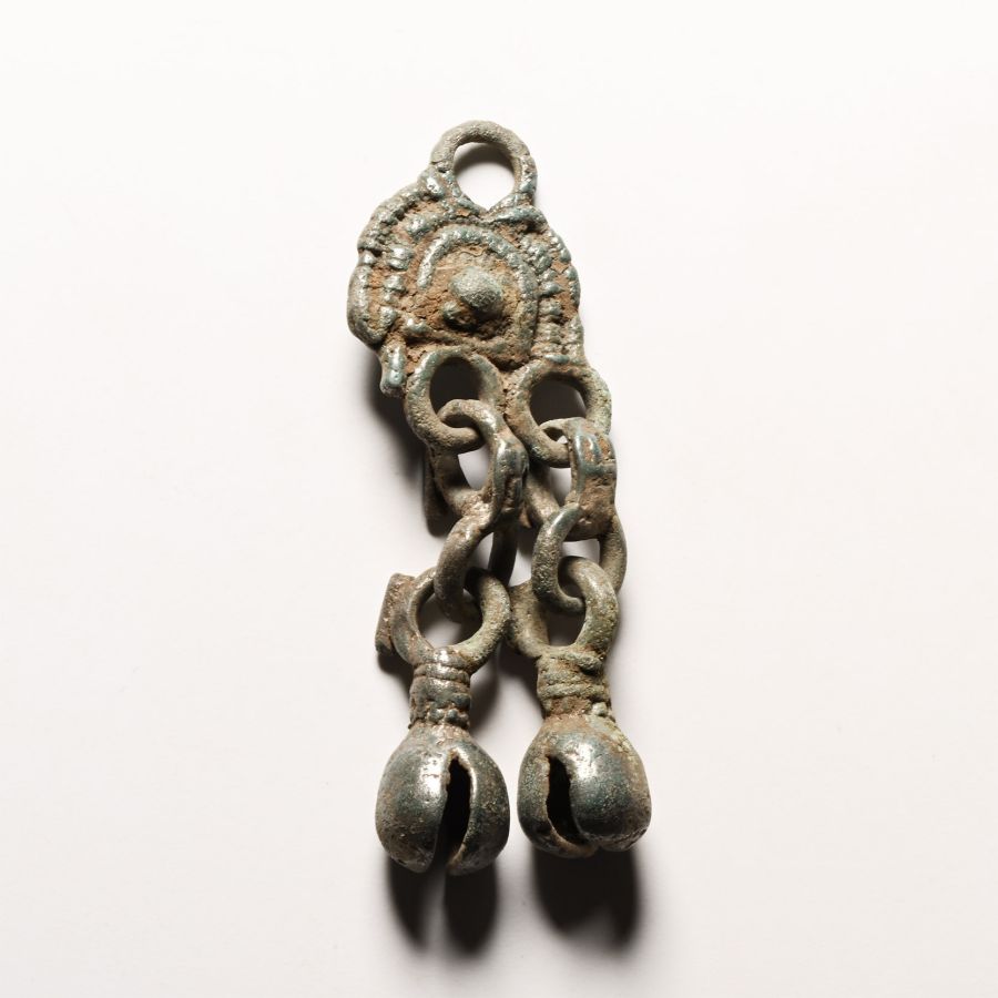 Viking Age Bronze Pendant with Bell Drops