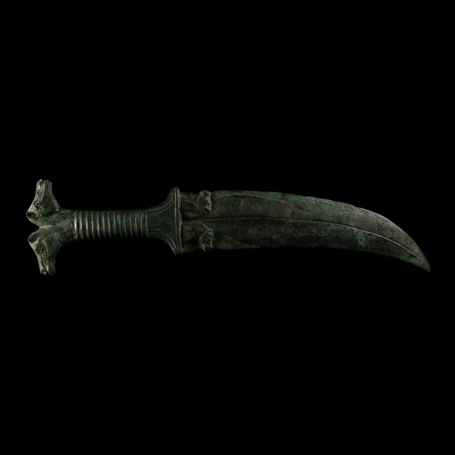Achaemenid Style Bronze Dagger with Animal Hilt